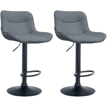 Lot de 2 tabourets de bar Vonore, similicuir, noir gris