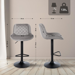 Tabouret de bar en velours Kasson gris