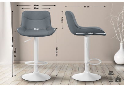 Ensemble de 2 tabourets de bar Vonore, similicuir, blanc/gris