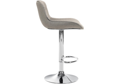 Ensemble de 2 tabourets de bar Vonore, tissu, chrome, taupe