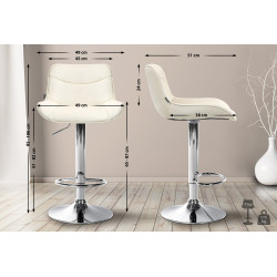 Set di 2 sgabelli da bar Vonore, tessuto, cromo e crema