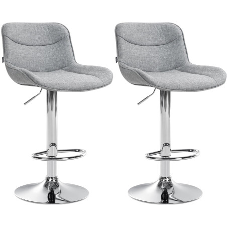 Juego de 2 taburetes de bar Vonore, tapizados en tela, color gris cromado