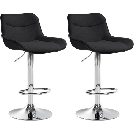 Ensemble de 2 tabourets de bar Vonore, tissu, chrome noir