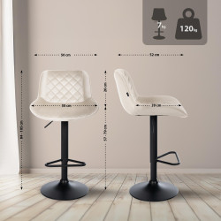 Tabouret de bar en velours Kasson crème