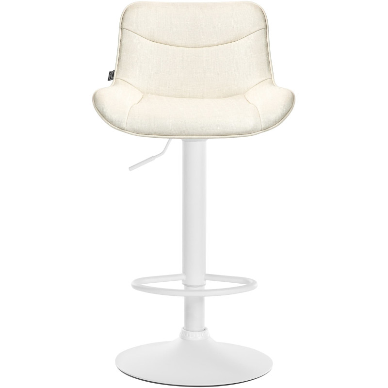 Lot de 2 tabourets de bar Vonore, tissu, blanc/crème