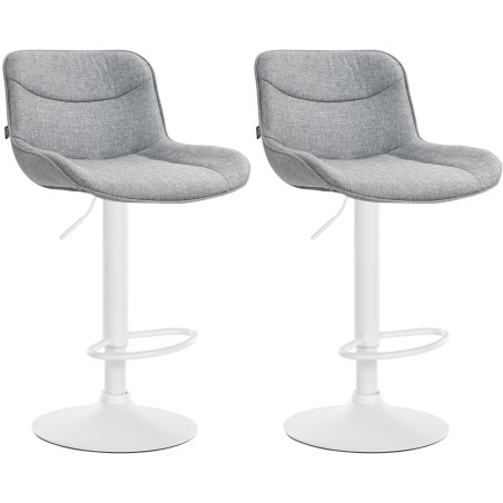 Ensemble de 2 tabourets de bar Vonore, tissu, blanc/gris