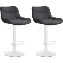 Ensemble de 2 tabourets de bar Vonore, tissu blanc gris foncé