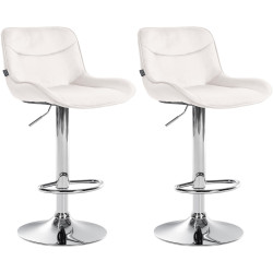 Set di 2 sgabelli da bar Vonore, velluto, cromo, crema