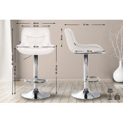 Conjunto de 2 banquetas de bar Vonore, em veludo, cromadas e creme.