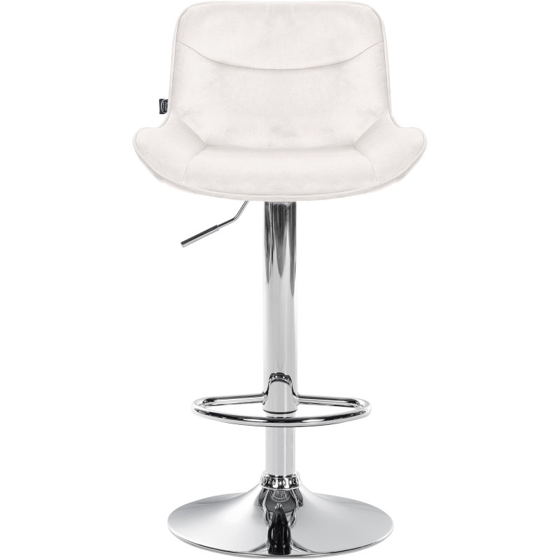 Juego de 2 taburetes de bar Vonore, terciopelo, cromo, crema