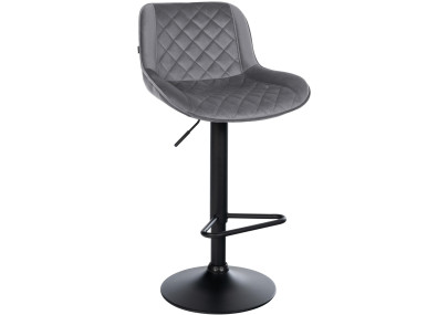 Tabouret de bar Kasson en velours gris foncé