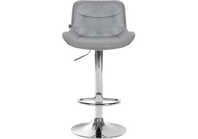 Ensemble de 2 tabourets de bar Vonore, velours, gris chromé