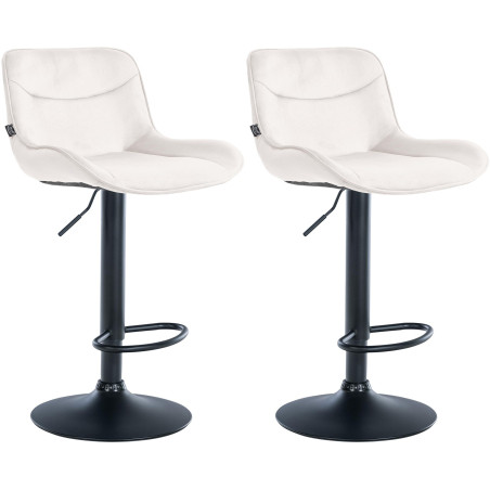 Conjunto de 2 banquetas de bar Vonore em veludo, nas cores preto e creme.