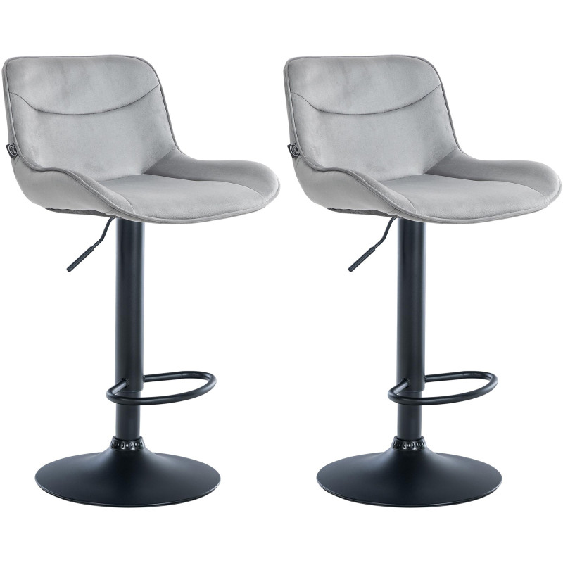Juego de 2 taburetes de bar Vonore en terciopelo, negro y gris