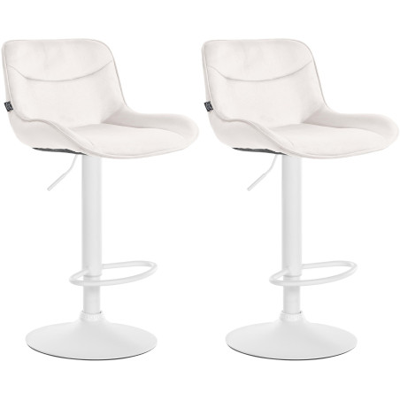 Lot de 2 tabourets de bar Vonore en velours blanc/crème