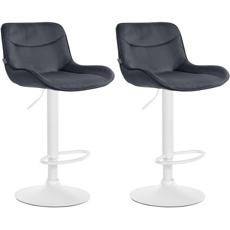 Lot de 2 tabourets de bar Vonore en velours, blanc et noir