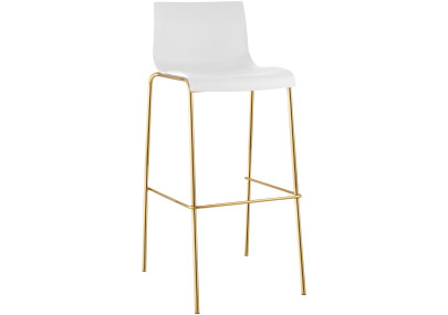 Tabouret de bar Hoover, en plastique, à 4 pieds, doré et blanc