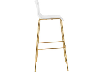 Banqueta alta Hoover, de plástico, com 4 pés, dourada/branca