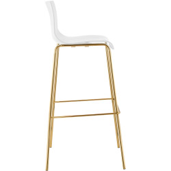 Sgabello da bar Hoover, plastica, 4 gambe, oro/bianco