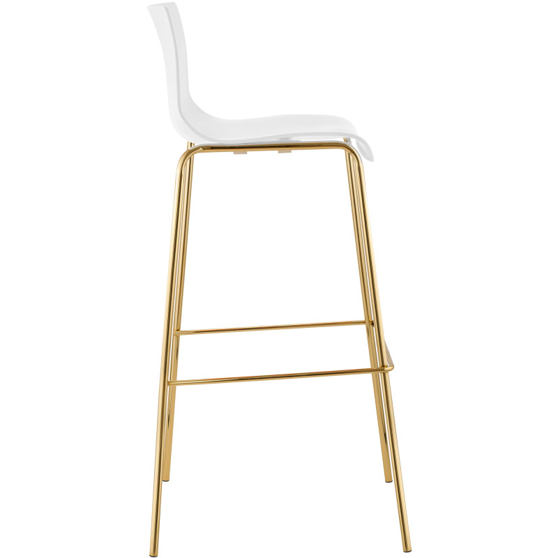 Tabouret de bar Hoover, en plastique, à 4 pieds, doré blanc