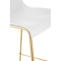 Sgabello da bar Hoover, plastica, 4 gambe, oro/bianco