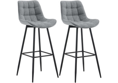 Set di 2 sgabelli da bar Dartford, tessuto grigio