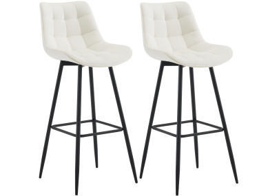 Ensemble de 2 tabourets de bar Dartford en velours crème