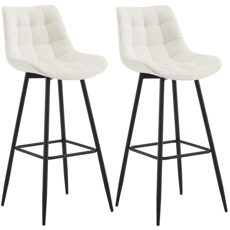 Juego de 2 taburetes de bar Dartford de terciopelo, color crema