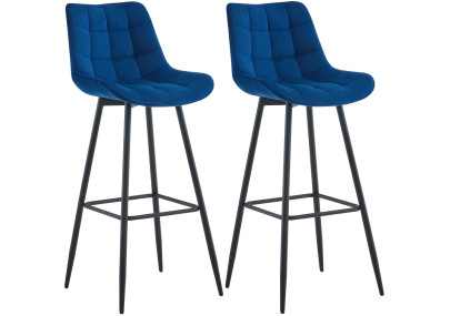 Conjunto de 2 banquetas de bar Dartford em veludo azul.