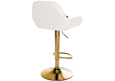 Tabouret de bar Braga Gold, similicuir blanc