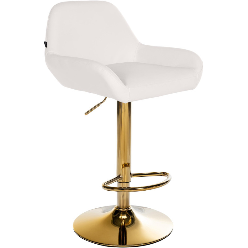 Tabouret de bar Braga Gold en similicuir blanc