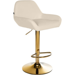 Taburete de bar Braga Gold, piel sintética, color crema