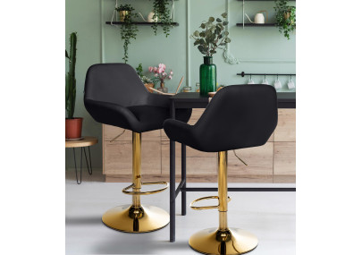 Sgabello da bar Braga Gold in similpelle nera