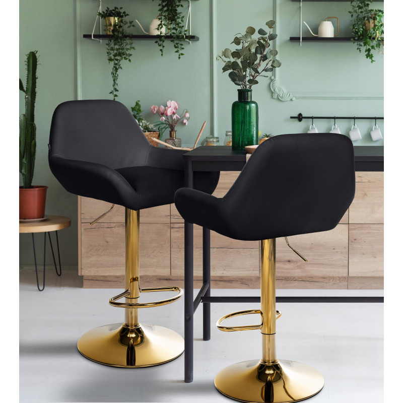 Tabouret de bar Braga Gold en similicuir noir