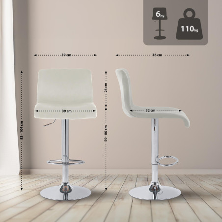 Tabouret de bar en velours Hoover couleur crème