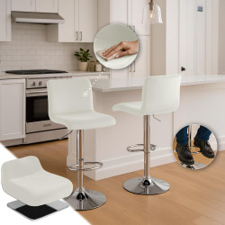 Banqueta de bar Hoover em veludo cor creme