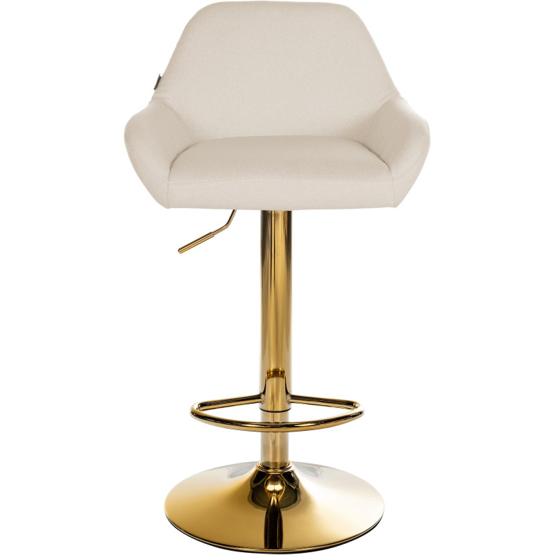 Tabouret de bar Braga Gold, tissu crème