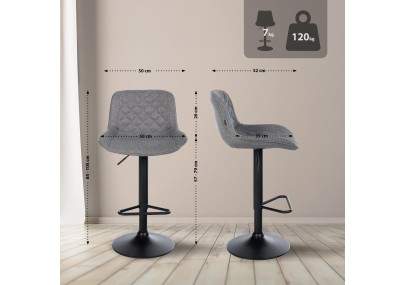 Tabouret de bar Kasson, tissu gris foncé