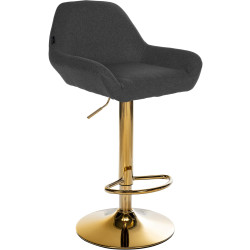 Tabouret de bar Braga doré en tissu noir