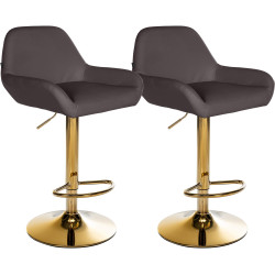 Lot de 2 tabourets de bar Braga en similicuir doré brun