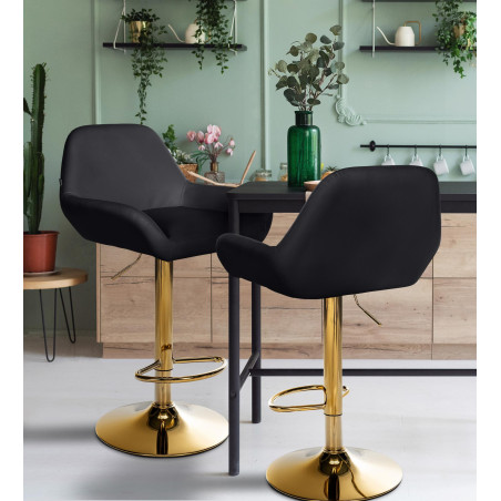 Conjunto de 2 banquetas Braga Gold em couro sintético preto