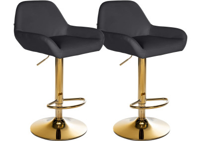 Conjunto de 2 banquetas Braga Gold em couro sintético preto