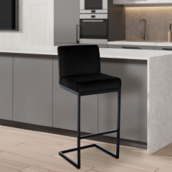 Taburete de bar Hopewell de terciopelo negro