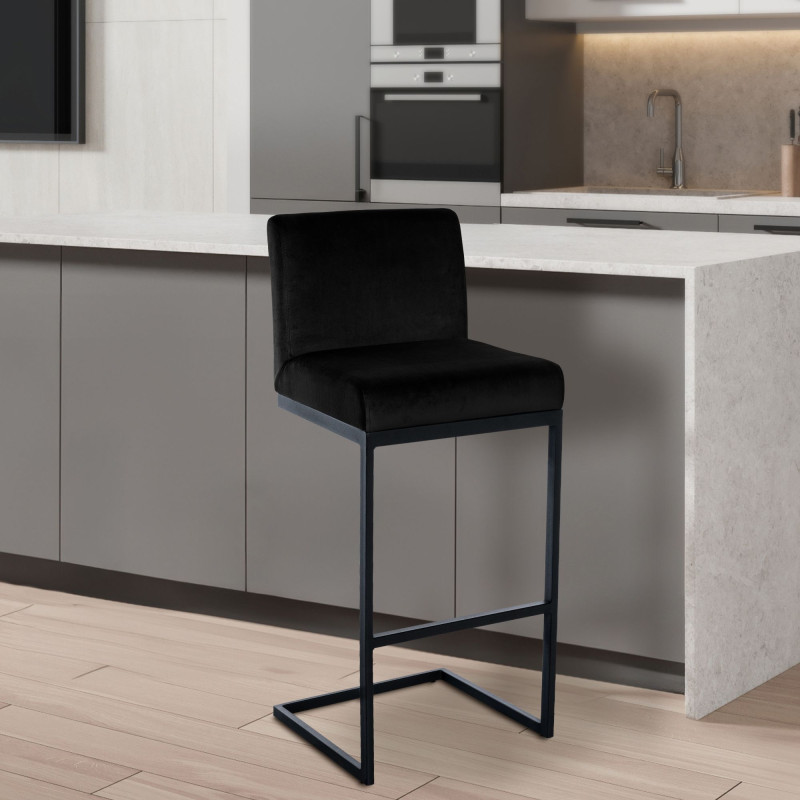 Taburete de bar Hopewell de terciopelo negro