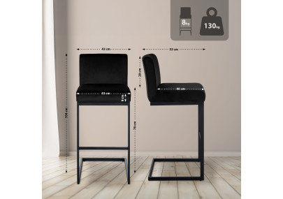 Sgabello da bar Hopewell in velluto B nero