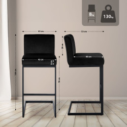 Tabouret de bar Hopewell en velours noir B