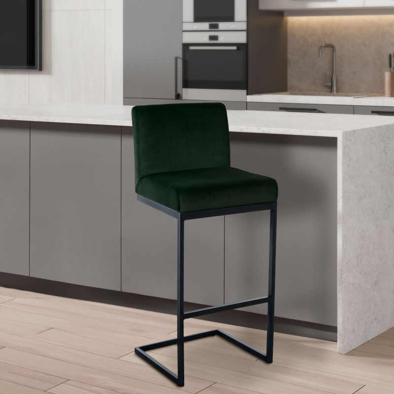 Tabouret de bar Hopewell en velours vert