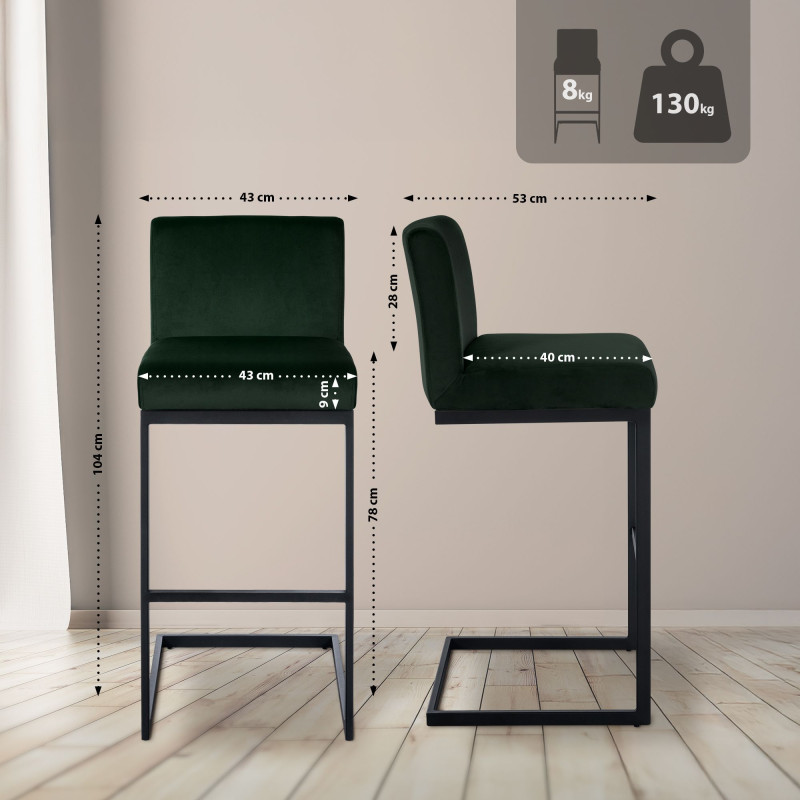 Tabouret de bar Hopewell en velours vert