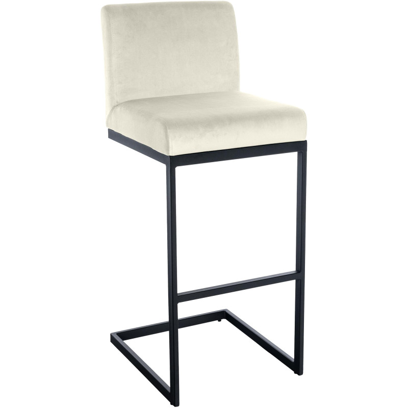 Tabouret de bar en velours Hopewell, couleur crème.