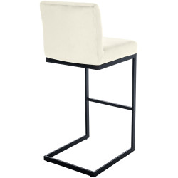 Tabouret de bar en velours Hopewell, couleur crème.